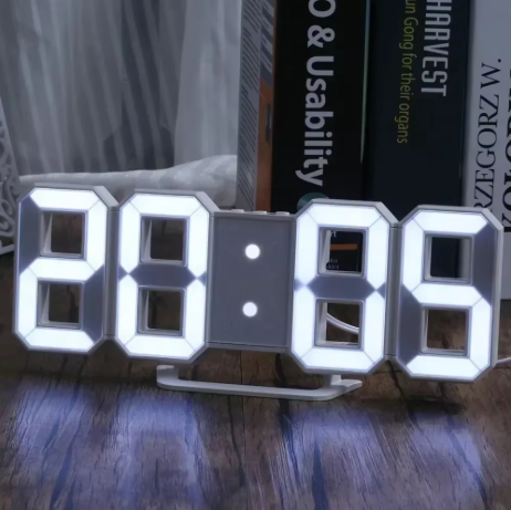 Buy a 3D LED digital alarm clock wall clock featuring time, date, and temperature display.