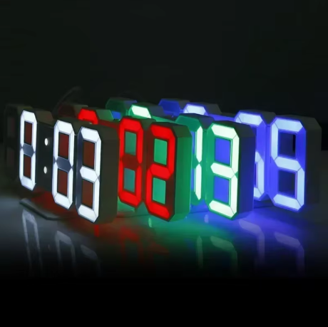 Buy a 3D LED digital alarm clock wall clock featuring time, date, and temperature display.